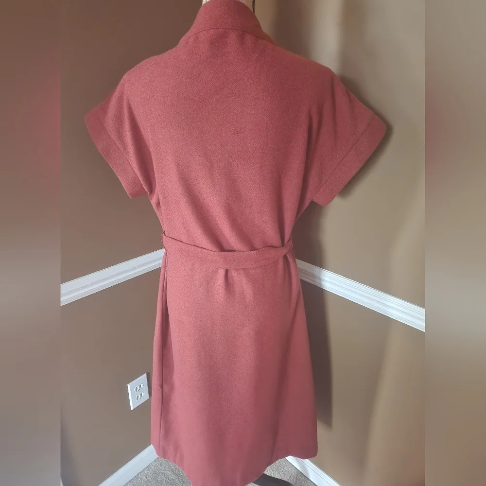 NWT Petite Medium Copper Red Tie Pea Coat With Pockets by Worthington - Picture 7 of 10